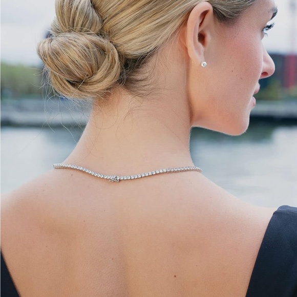 Tennis Necklace 3mm round Cubic Zirconia - Picture 4 of 4